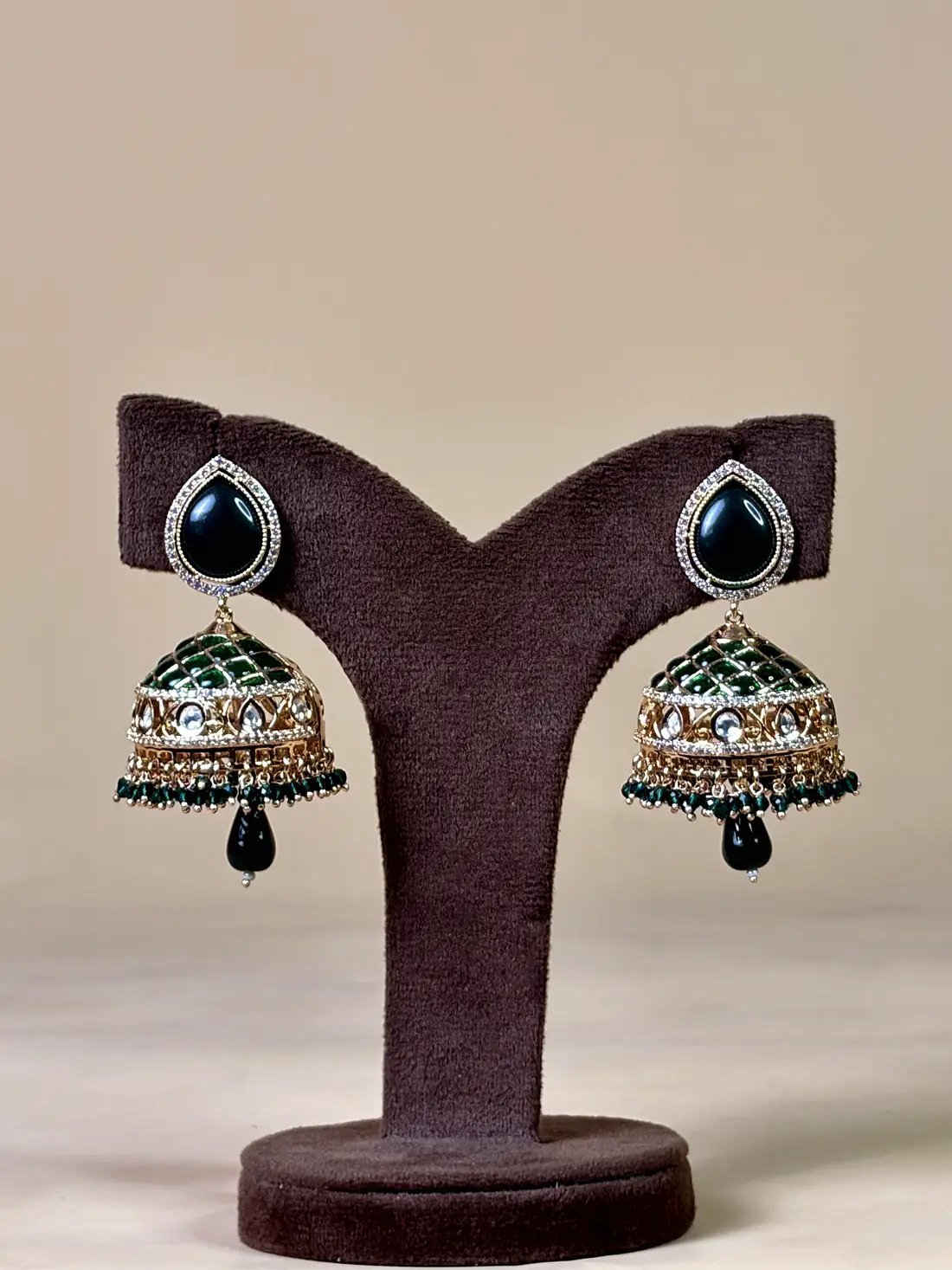 Green jhumkas